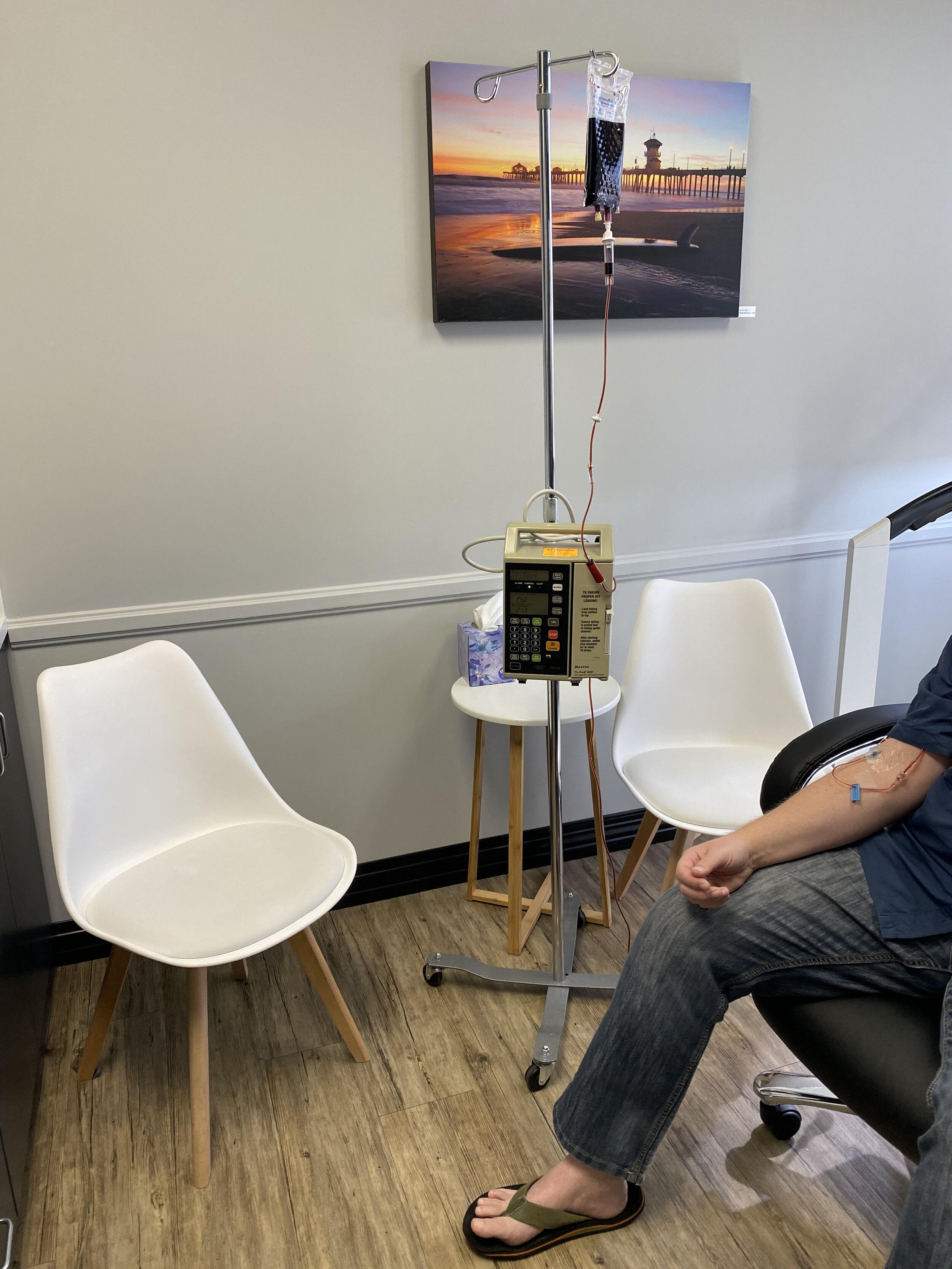 An Iron infusion procedure underway at Elevated Health.