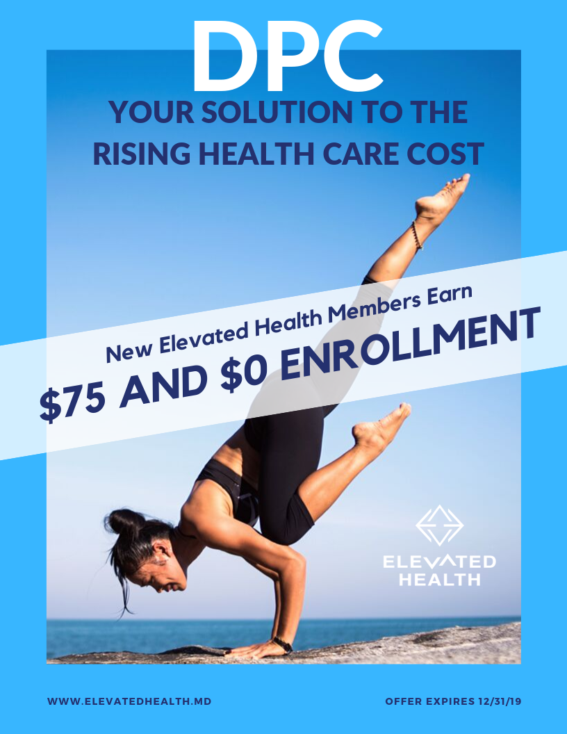 Elevated Health gift card credit of $75 valid 2 per household. Can only be redeemed once. Not valid for dependent &amp; college student memberships. Questions? Contact us at hello@elevatedhealth.md.